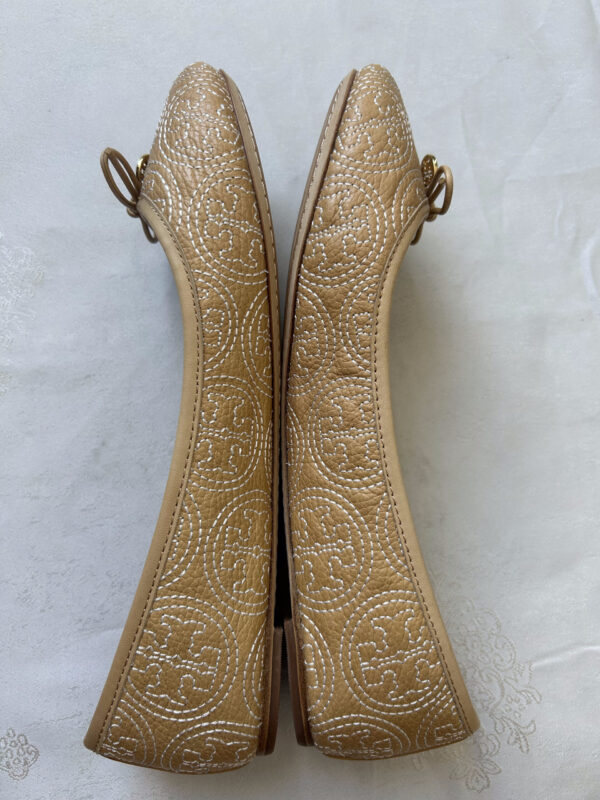 3 TB(2) Tory Burch Chelsea Ballet Flat Leather Stitched