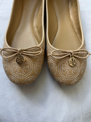 3 TB(3) Tory Burch Chelsea Ballet Flat Leather Stitched